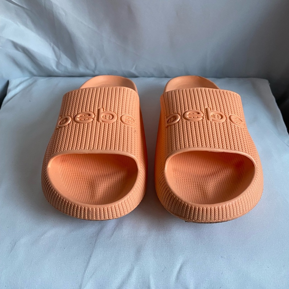 Bebe Orange Mules with Perforated Strap